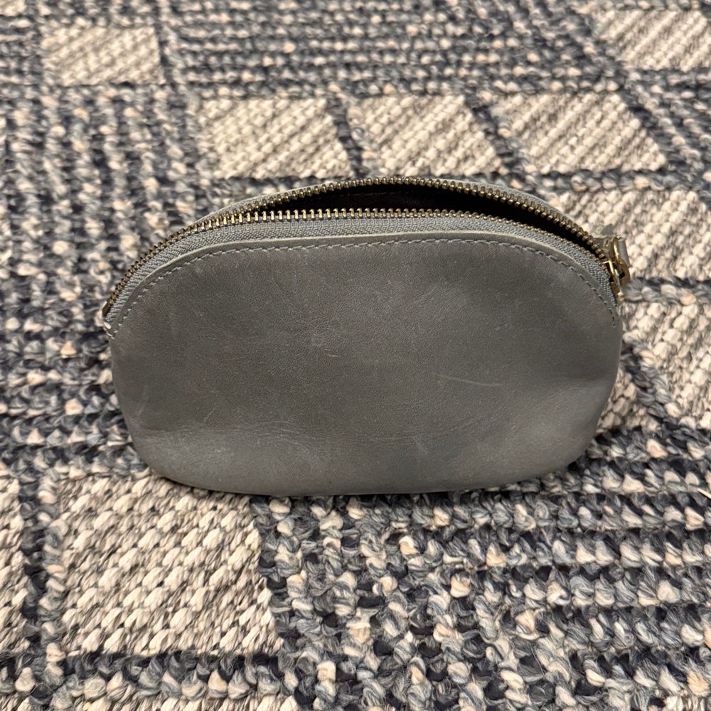 Madewell Green Leather Makeup Pouch